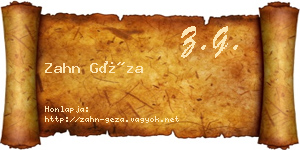 Zahn Géza névjegykártya